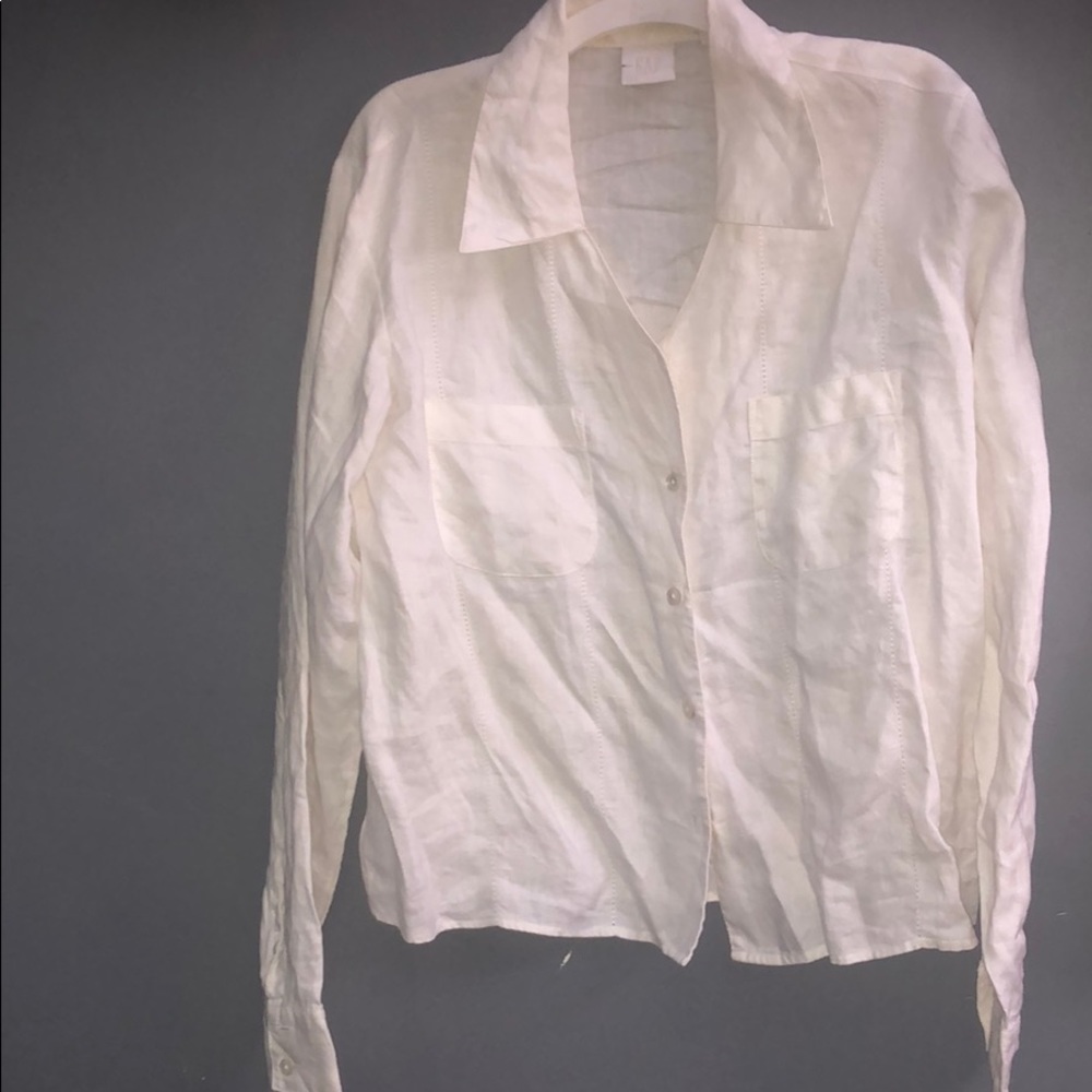 White Linen Work Blouse